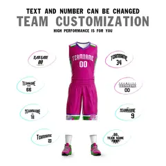 Rose Pink White Graffiti Basketball Jersey Set 4