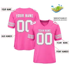 Rose Pink White-Gray Classic Style Authentic Football Jersey 2