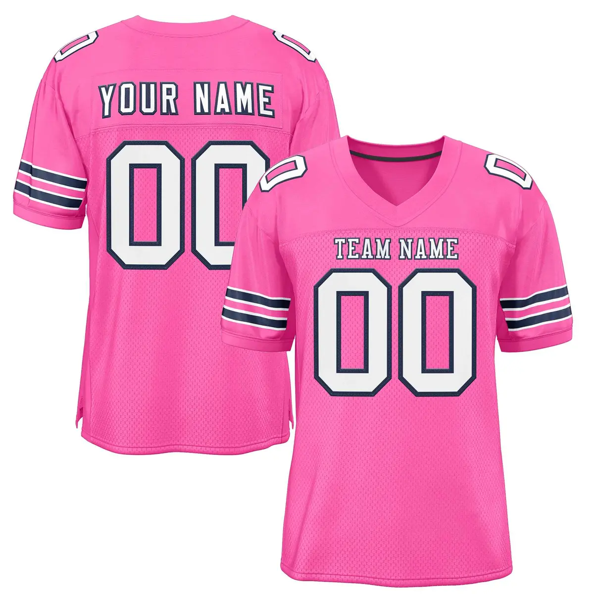 Rose Pink White-Navy Classic Style Authentic Football Jersey