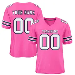 Rose Pink White-Navy Classic Style Authentic Football Jersey 1