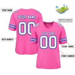 Rose Pink White-Royal Football Jersey 2
