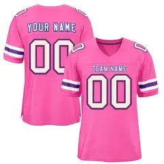 Rose Pink White-Royal Football Jersey 1