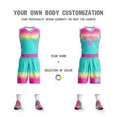 Rose Pink Yellow Pink-White Gradient Basketball Jersey 3