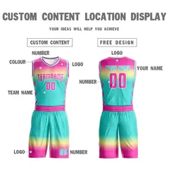 Rose Pink Yellow Pink-White Gradient Basketball Jersey 4