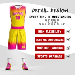 Rose Pink Yellow Rose Pink-White Gradient Basketball Jersey 2