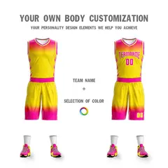 Rose Pink Yellow Rose Pink-White Gradient Basketball Jersey 3