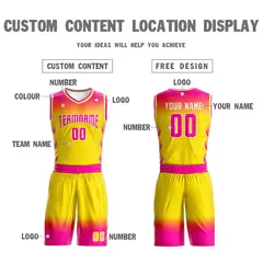 Rose Pink Yellow Rose Pink-White Gradient Basketball Jersey 4