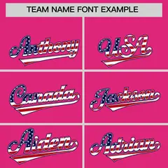 Rose Red American Flag Design Baseball Jersey 3