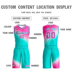 Rose Red Aqua Gradient Fashion Basketball Jersey 3