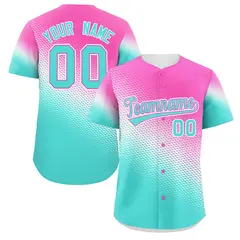 Rose Red Aqua Tiny Spot Gradient Authentic Baseball Jersey