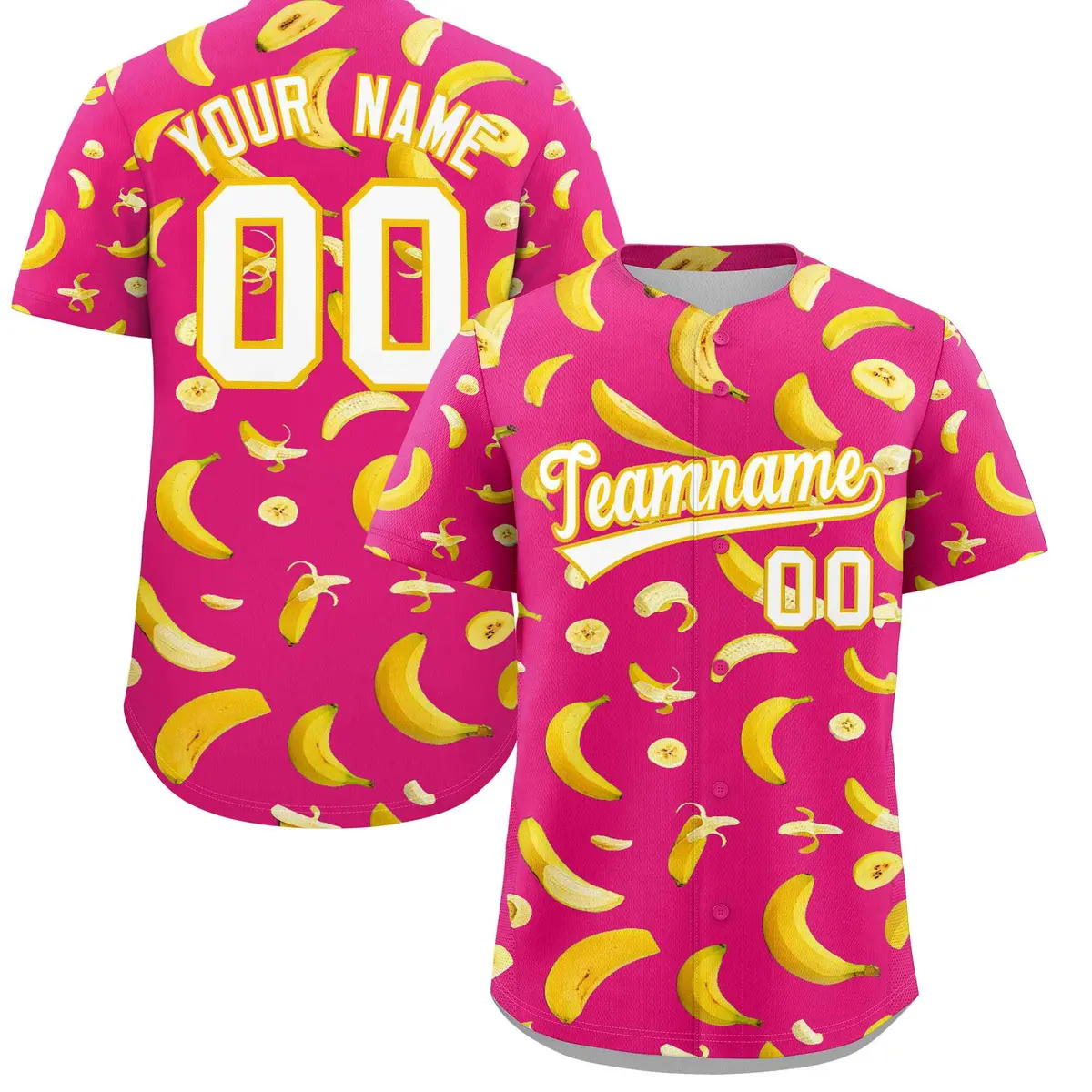 Rose Red Banana Graffiti Pattern Fashion Baseball Jersey
