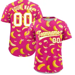 Rose Red Banana Graffiti Pattern Fashion Baseball Jersey 1