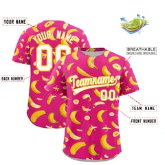 Rose Red Banana Graffiti Pattern Fashion Baseball Jersey 2