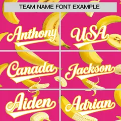 Rose Red Banana Graffiti Pattern Fashion Baseball Jersey 4