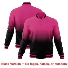 Rose Red Black Gradient Full-Snap Varsity Letterman Jacket 7