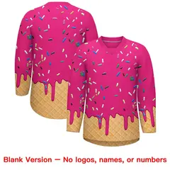 Rose Red Black Ice Cream Pattern V-Neck Hockey Jersey 7