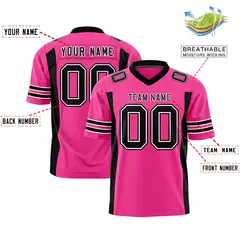 Rose Red Black Insert Color Authentic Football Jersey 2