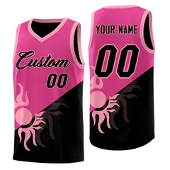 Rose Red Black Radiant Sun Two Tone Basketball Jersey 1