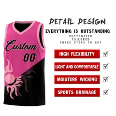Rose Red Black Radiant Sun Two Tone Basketball Jersey 3