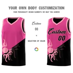 Rose Red Black Radiant Sun Two Tone Basketball Jersey 4