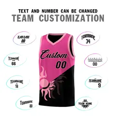 Rose Red Black Radiant Sun Two Tone Basketball Jersey 5