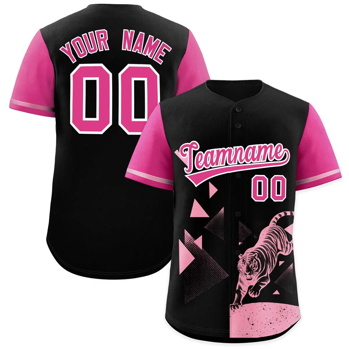 Rose Red Black Raptor Series Raglan Baseball Jersey