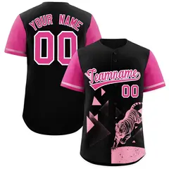 Rose Red Black Raptor Series Raglan Baseball Jersey