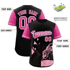 Rose Red Black Raptor Series Raglan Baseball Jersey 2