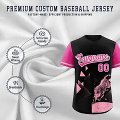 Rose Red Black Raptor Series Raglan Baseball Jersey 3