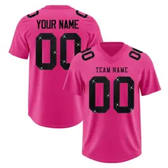 Rose Red Black Sequin Lettering Breathable Football Jersey 1