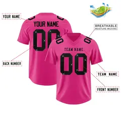 Rose Red Black Sequin Lettering Breathable Football Jersey 2
