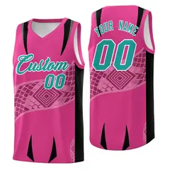 Rose Red Black Snake Scale Venomous Fang Graffiti Basketball Jersey 1