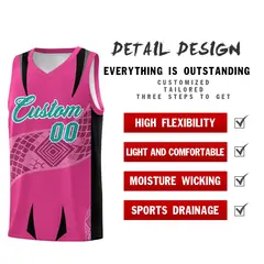 Rose Red Black Snake Scale Venomous Fang Graffiti Basketball Jersey 2
