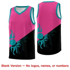 Rose Red Black Sunburst Two Tone Uniform Basketball Jersey 2