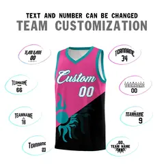 Rose Red Black Sunburst Two Tone Uniform Basketball Jersey 5