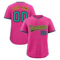 Rose Red Black Teal Stitched Baseball Jersey
