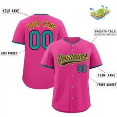 Rose Red Black Teal Baseball Jersey 2