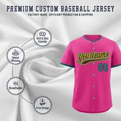 Rose Red Black Teal Baseball Jersey 3