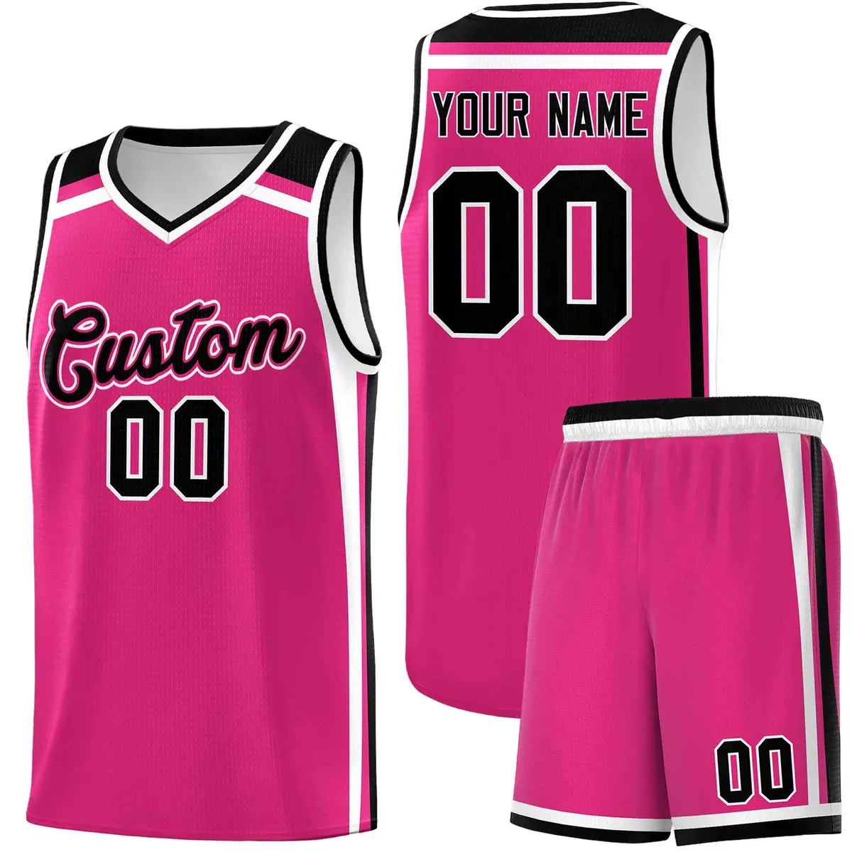 Rose Red Black White Charge Series Team Basketball Jersey