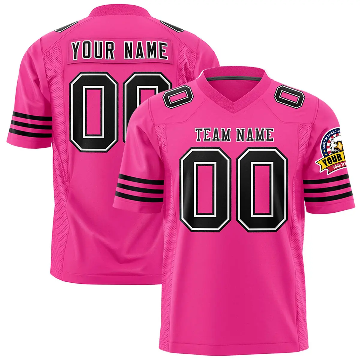 Rose Red Black-White Classic Authentic Football Jersey