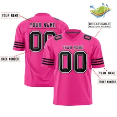 Rose Red Black-White Classic Authentic Football Jersey 2