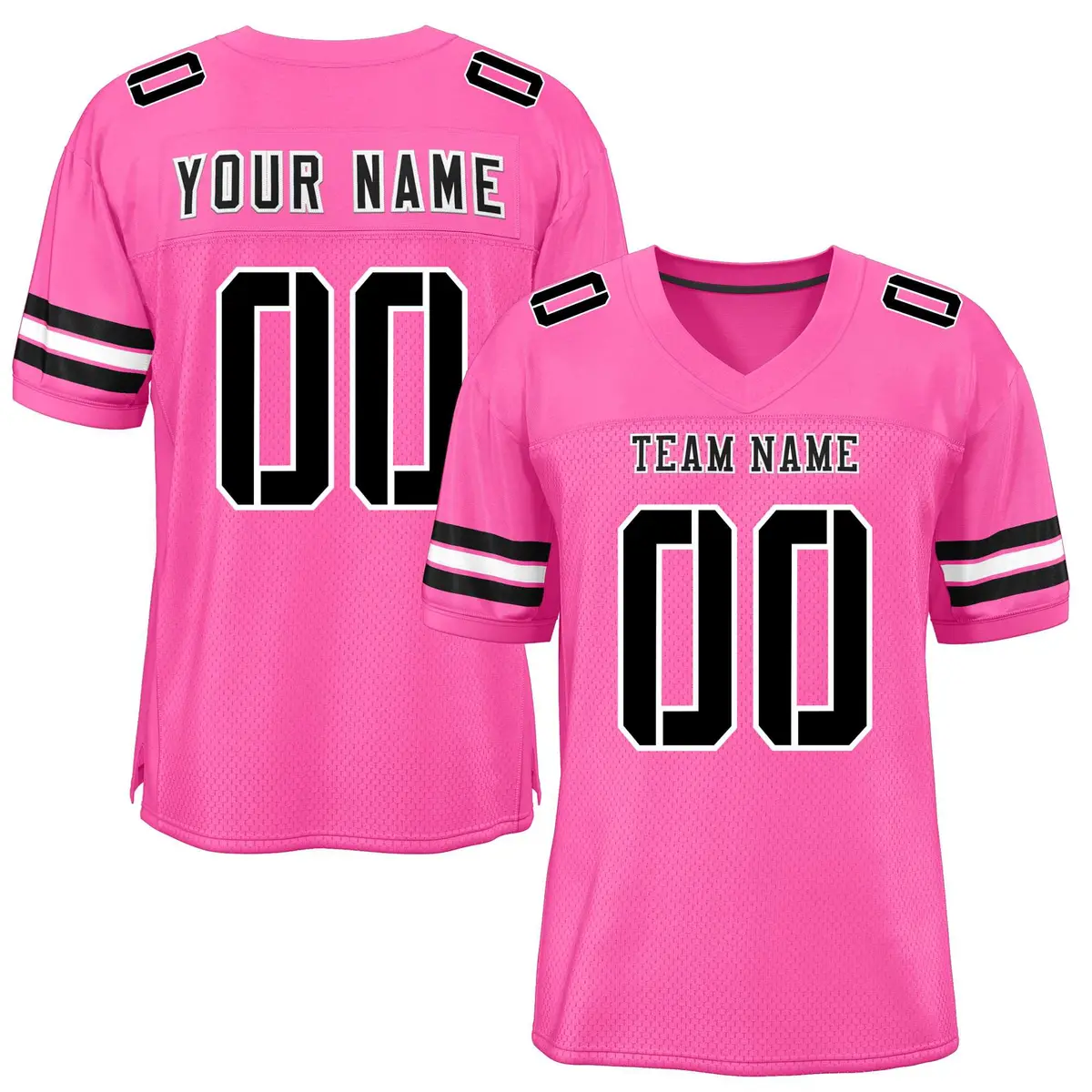 Rose Red Black-White Classic Mesh Authentic Football Jersey