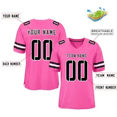 Rose Red Black-White Classic Mesh Authentic Football Jersey 2