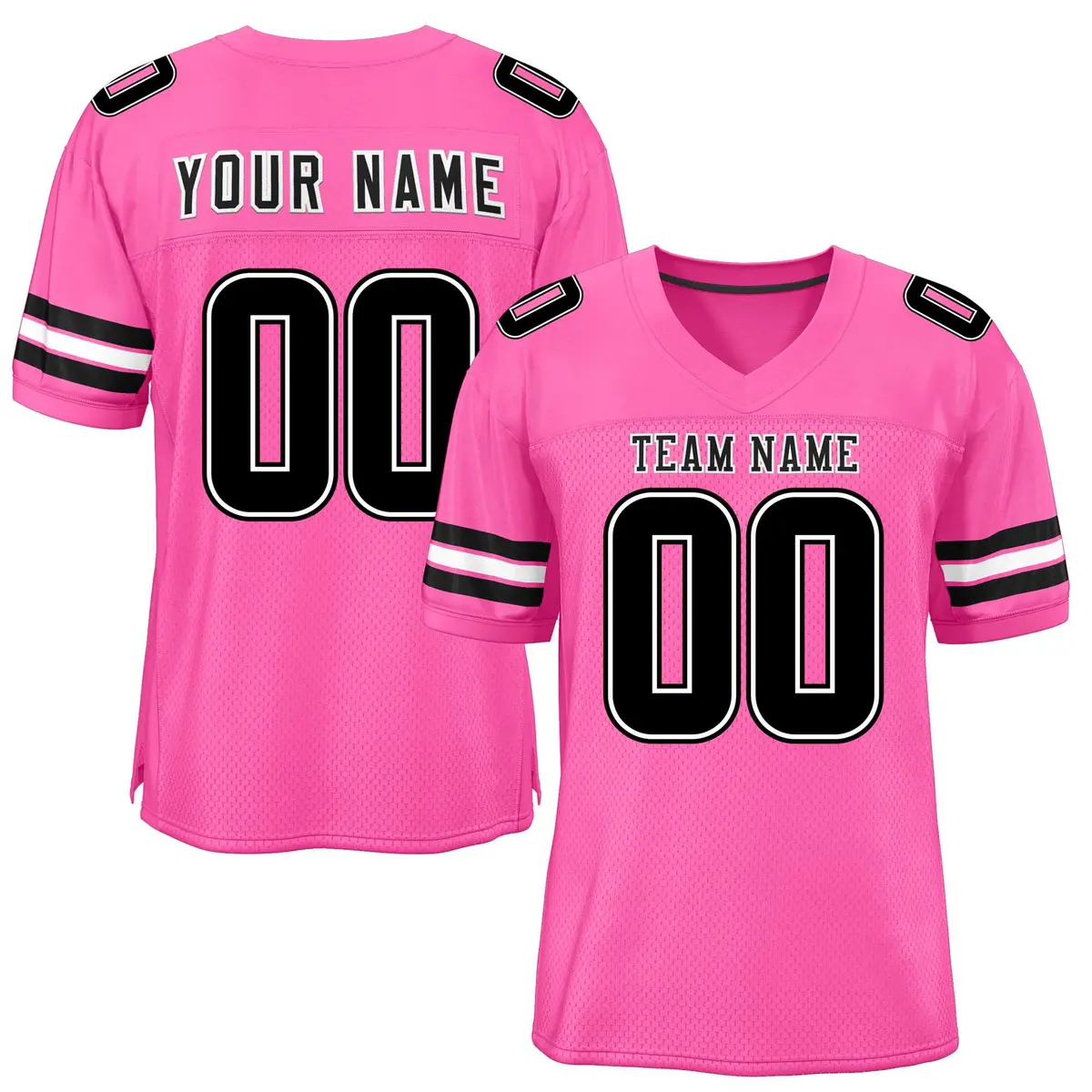 Rose Red Black-White Classic Mesh Authentic Football Jersey