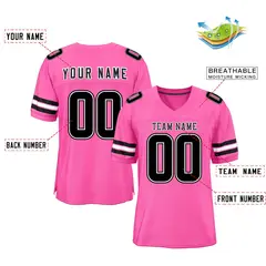 Rose Red Black-White Classic Mesh Authentic Football Jersey 2