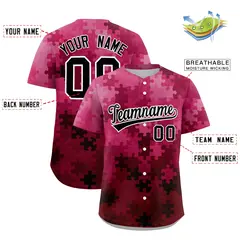 Rose Red Black White Puzzle Elements Baseball Jersey 2