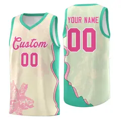 Rose Red Bright Green Illusion Flower Graffiti Basketball Jersey 1
