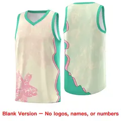 Rose Red Bright Green Illusion Flower Graffiti Basketball Jersey 7