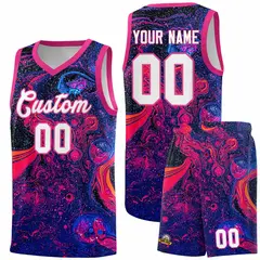 Rose Red Fluid Painting Pattern Basketball Jersey