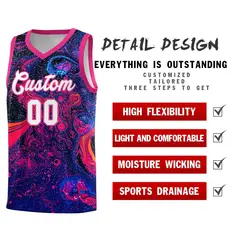 Rose Red Fluid Painting Pattern Basketball Jersey 2
